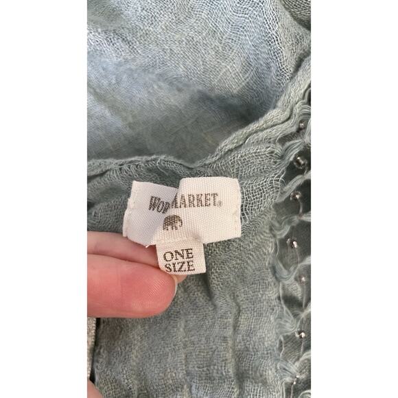 World Market Beaded Knit Sweater Shawl Wrap Fringe One Size Boho Soft Blanket - Picture 9 of 9